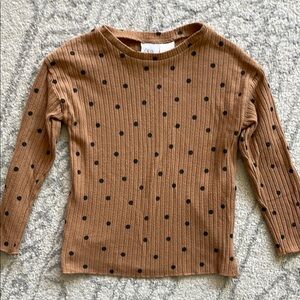 Zara Brown Polka Dot Ribbed Sweater